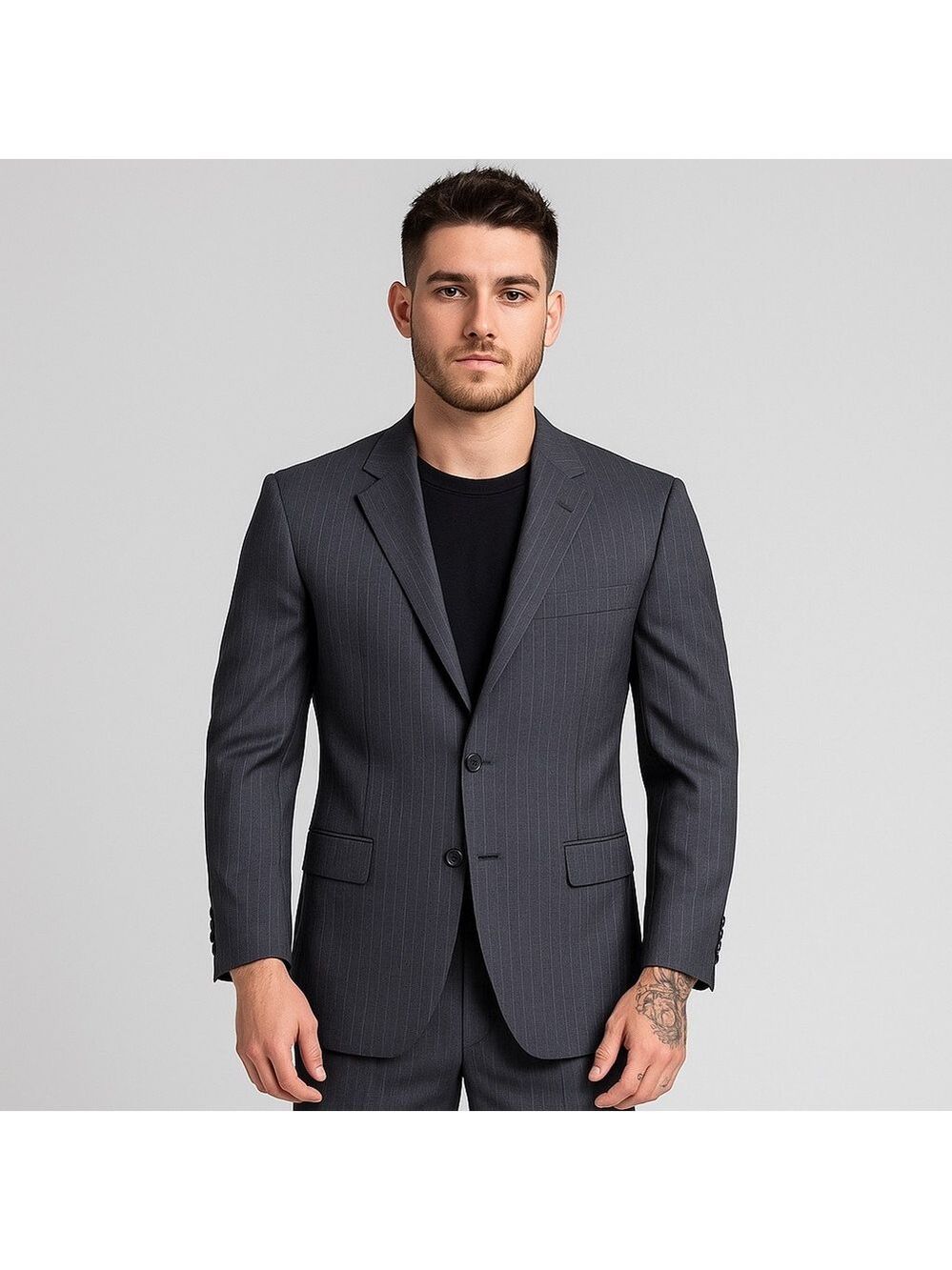 Nautica Men’s 100% Wool Blazer Blue Pinstripe 2 Button Size 40S Classic Fit